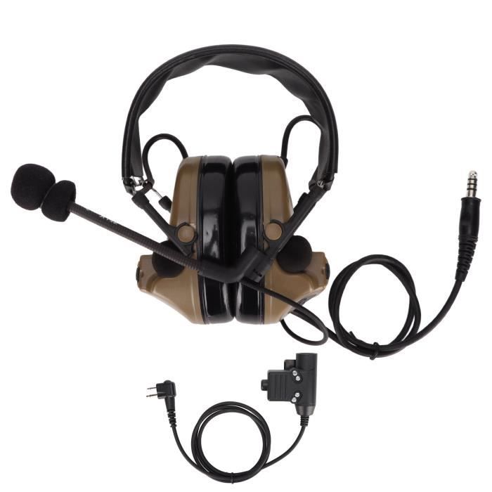 Qiilu Casque militaire réduction de bruit 7mm, micro détachable