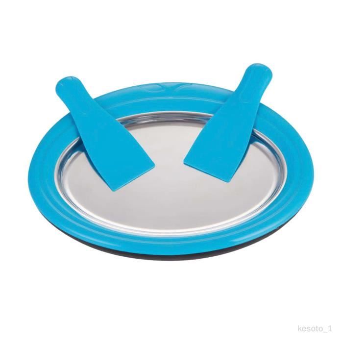 Longziming Plaque Glacée Pour Rouleaux De Crème Glacée – Plateau Avec 2 Pelles, Bleu – Machine à Glace Roulée Maison