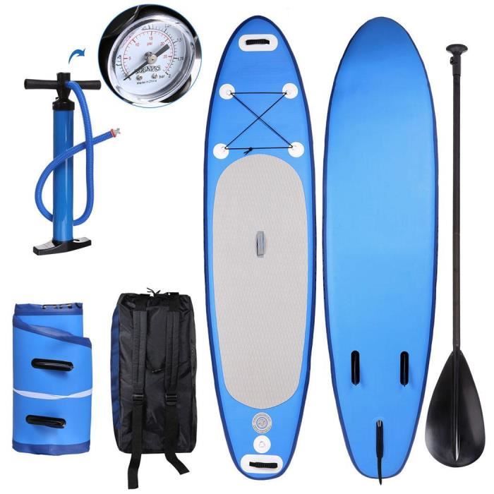 Paddle Gonflable Rigide 305x76x15 Cm - Planche De Surf SUP Avec Kit Accessoires
