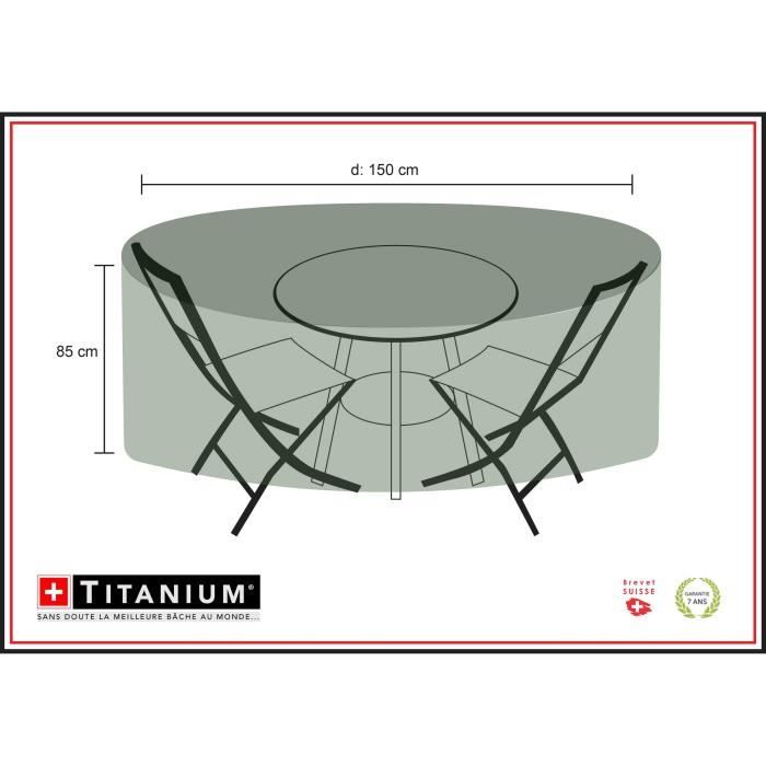 Housse de table ronde + chaises 150 cm - Noire - THERMACELL - Meuble de jardin