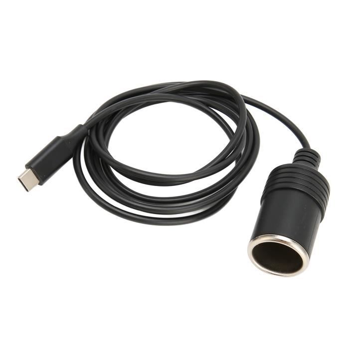 HURRISE câble USB C vers allume-cigare Type C vers adaptateur allume-cigare 4,9 pieds de long 15V3A 45W sortie stable USB C vers