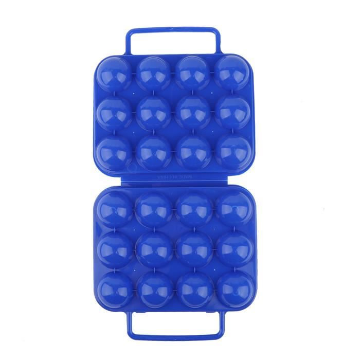 Boîte à œufs Double Bol Avec Poignée - Contient 12 œufs, Plastique Durable, Bleu, Protège Des Chocs