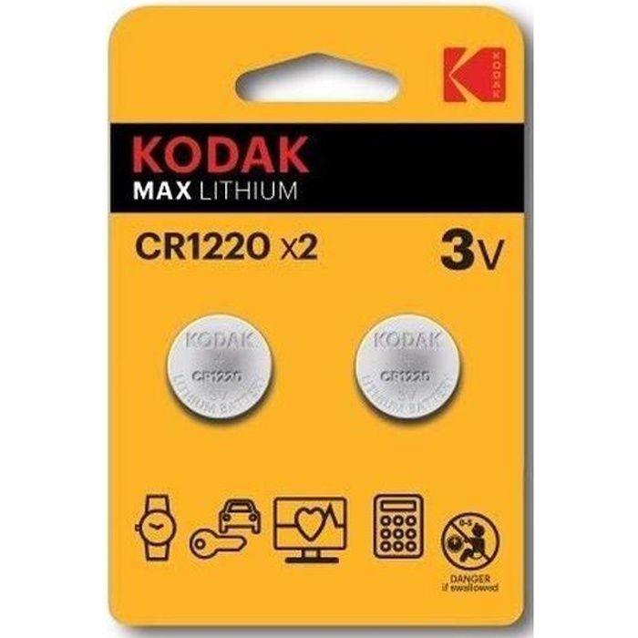 Piles Kodak MAX Lithium CR1220 (pack de 2)