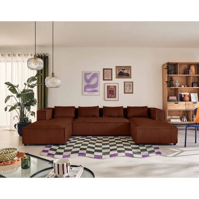 Canapé d'angle 7 places Velours Moderne Confort