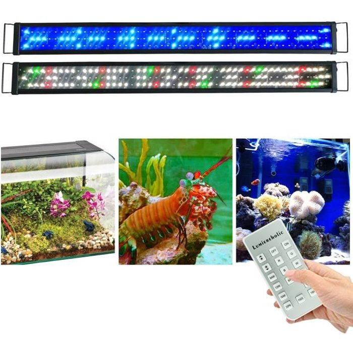 Lumiereholic Rampe LED Aquarium 90CM Dimmable avec Télécommande 90cm-110cm Extensible Lampe Éclairage pour Plante Poisson