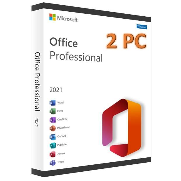 Microsoft Office 2021 Professionnel Plus (Professional Plus) 2 PC - Clé licence à télécharger - Rapide Mail & Messagerie Cdiscount