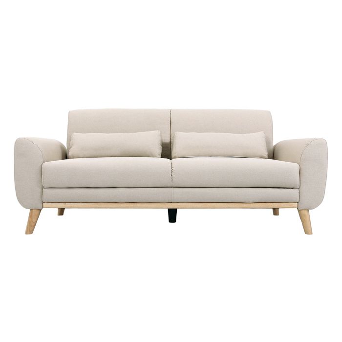 Miliboo Canap&eacute; design 3 places en tissu naturel et bois clair EKTOR