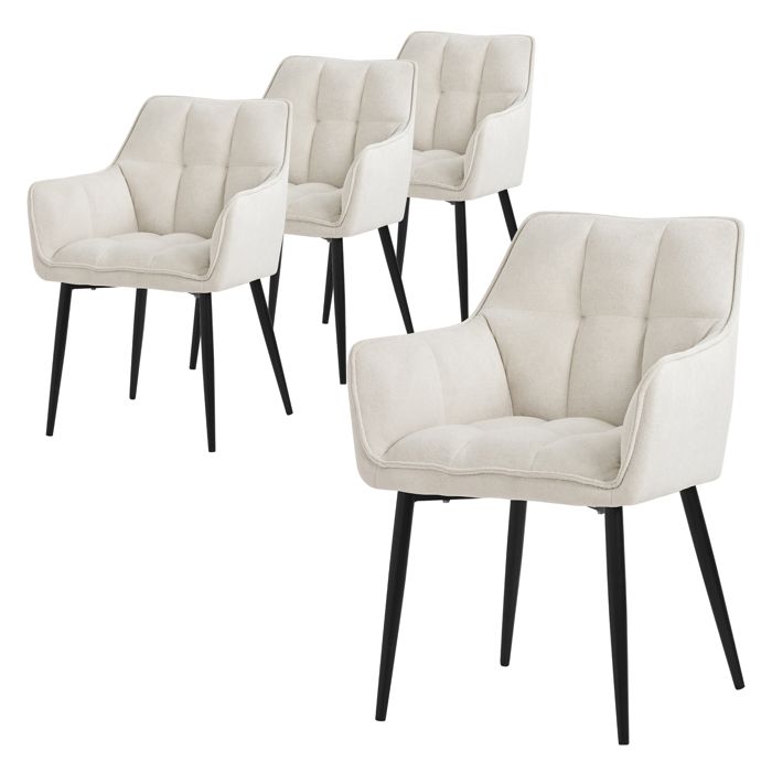 ML-Design 4x Chaises Salle à Manger en Tissu Éponge Crème Chaises Cuisine Rembourrée Fauteuil Ergonomique Design Élégant ML-Design 4x Chaises Salle à Manger en Tissu Éponge Crème Chaises Cuisine Rembourrée Fauteuil Ergonomique Design Élégant
