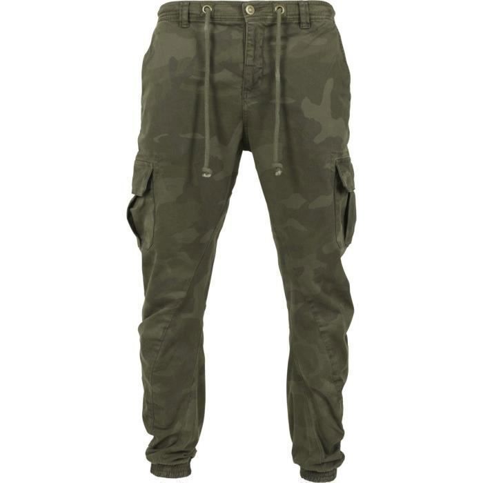Pantalon de jogging cargo - Urban Classics - Camo olive - Respirant - Poches latérales - Homme