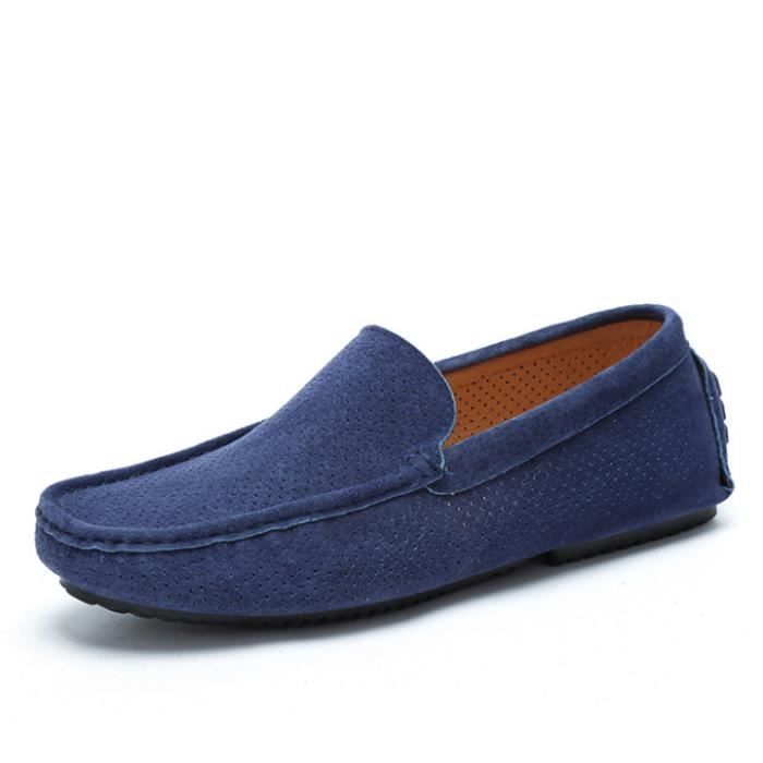 Chaussures Mocassins Homme en Cuir Veritable Ajouré plates Décontracté Aéré  Confort Bleu - Cdiscount