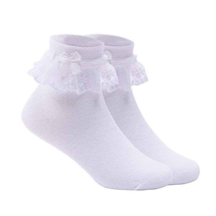 6 paires de bébés et filles en coton blanc à volants chaussettes en dentelle fantaisie Broiderie  à la mode 