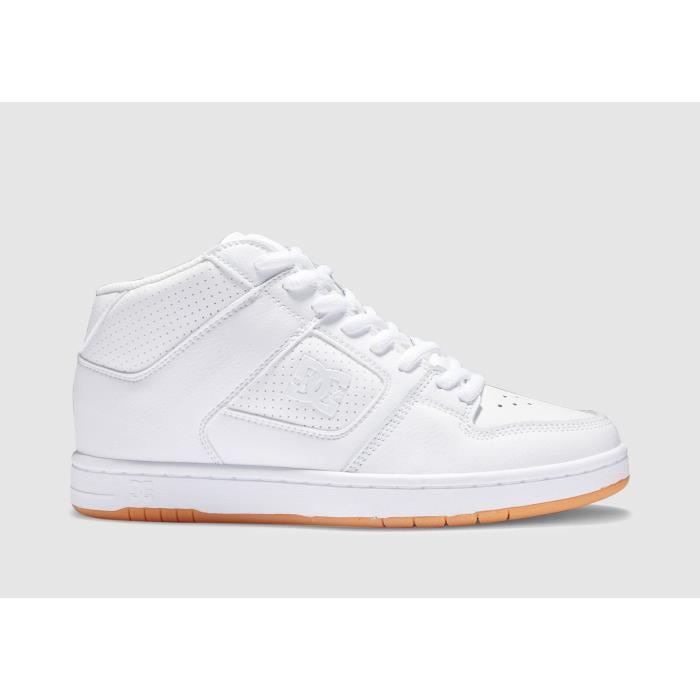 Baskets semi montantes - DC SHOES - Blanc - Femme - 40 - Cuir - Lacets - Plat