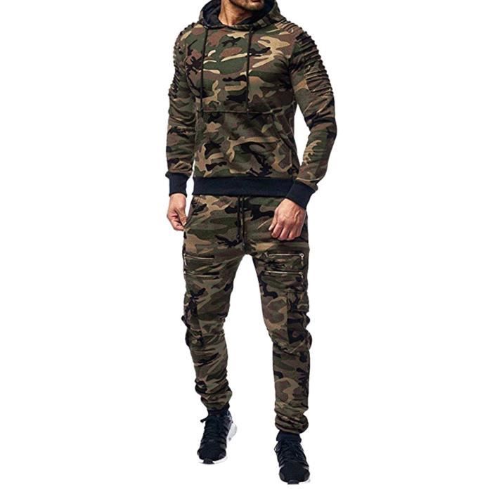 Automne Homme Imprimer Zipper Sweat A Capuche Top Pantalons Ensembles Sport Survetement Suit Armee Verte Armee Verte Achat Vente Sweatshirt Cdiscount