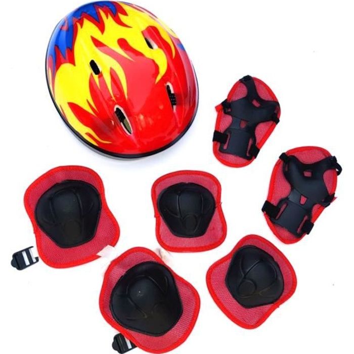 Set de protection roller pour Enfants - SURENHAP - Rouge - Casque de vélo réglable genouillères coudières