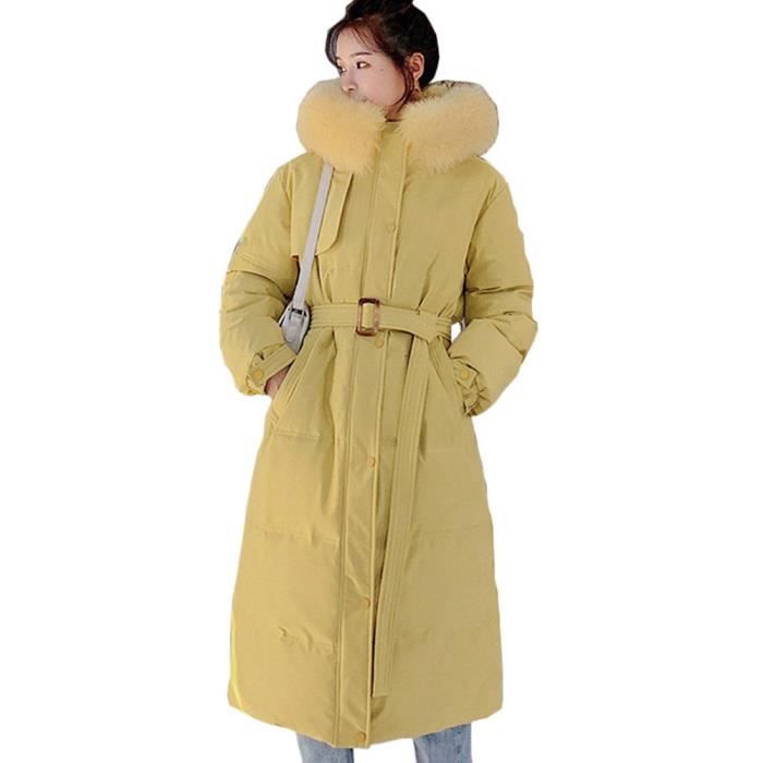 Femme Manteau Chaud Capuche Fausse Fourrure Manteau Longue Hiver