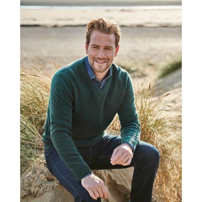 Pull col hot sale v vert homme