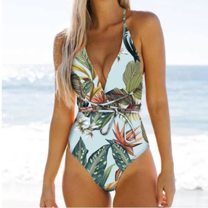 Maillot De Bain 1 Pi ce Femme Col V Sexy El gant Tankini Slim