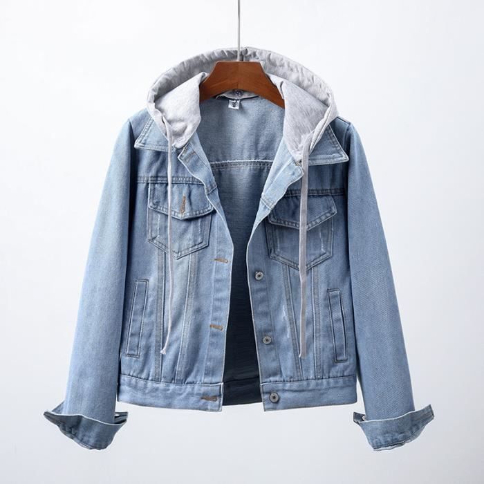 Veste en jean a capuche femme Cdiscount