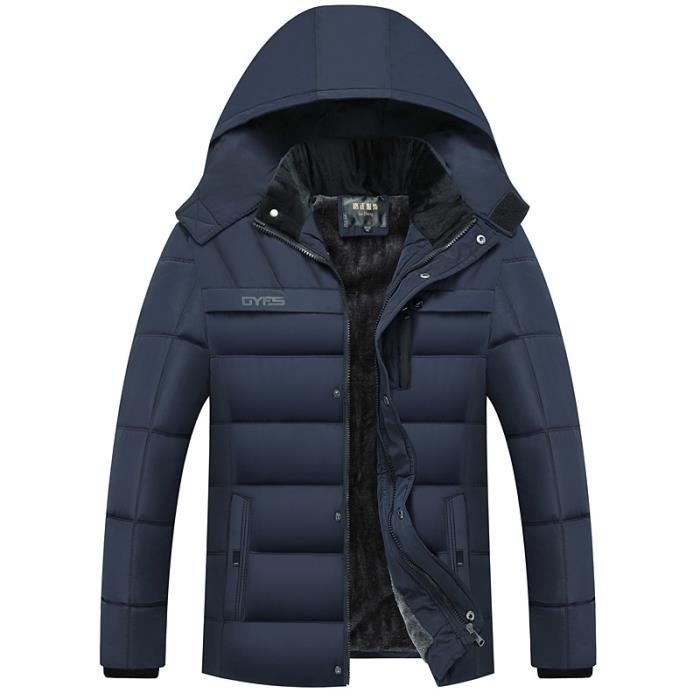 Parka Manteau Homme a Capuche Hiver Veste Marque Luxe Chaud epaissir Zipper Hiver Bleu Cdiscount Pret a Porter