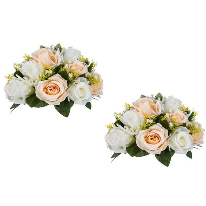 Fleurs artificielles Roses Bouquet de mariée mariage Hydrangea plastique  Champagne 2PCS - Cdiscount Maison