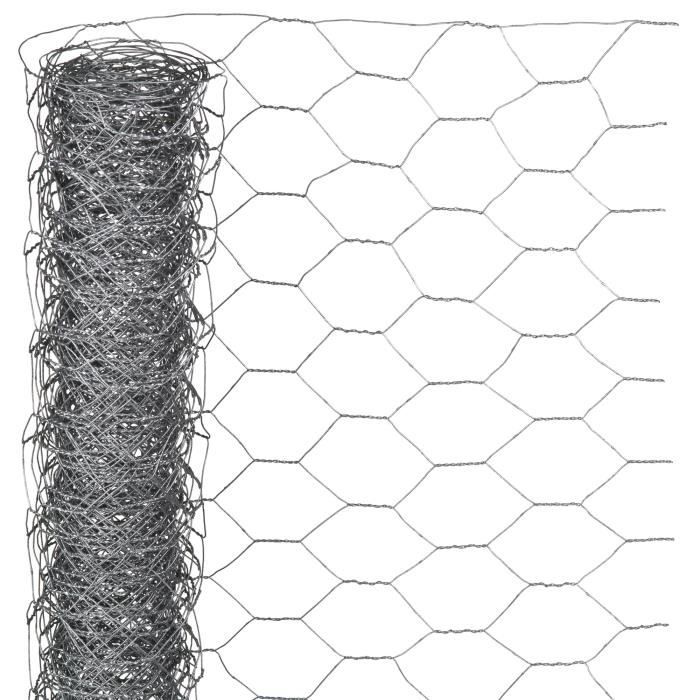 Nature Grillage métallique hexagonal 0,5x2,5 m 25 mm Acier galvanisé