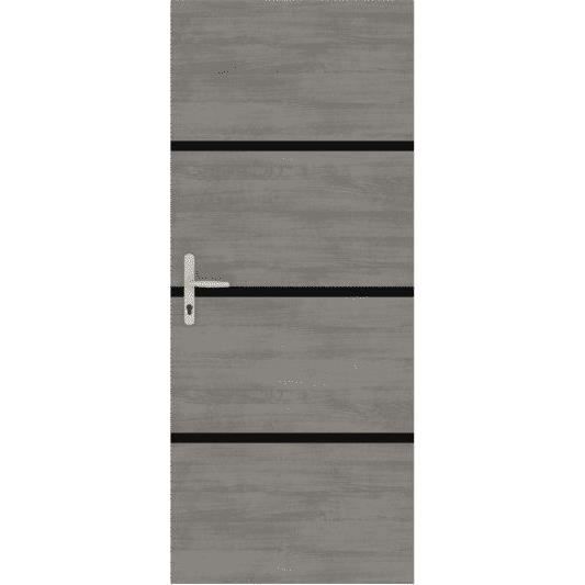 Kit Rénovation Porte Intérieure - Décor Chêne Avec Profilés Noirs - Modèle à Coller (Max 85x206cm)