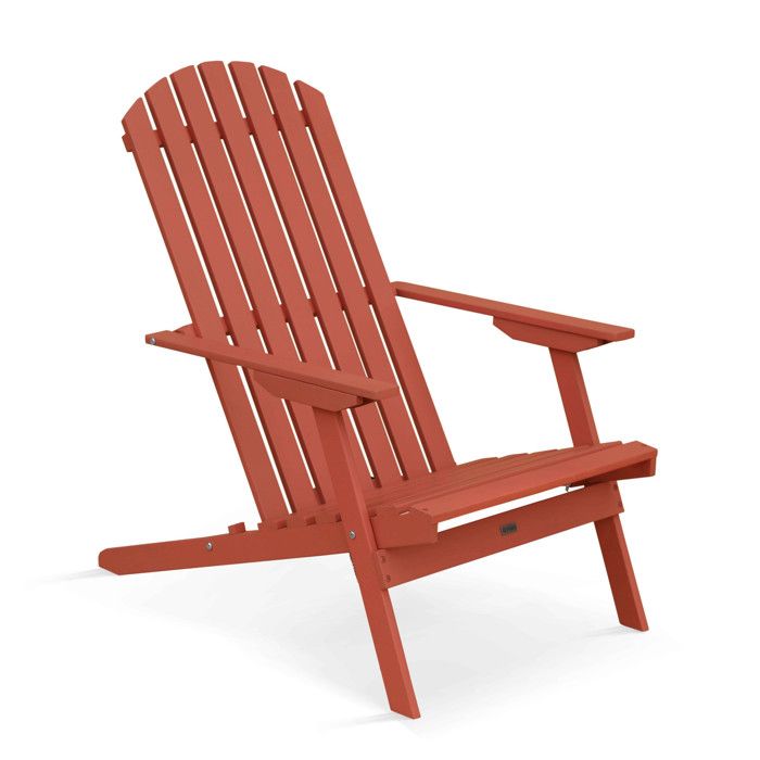 Fauteuil relax pliant en bois deucalyptus terracotta Calgary - Oviala Fauteuil relax pliant en bois deucalyptus terracotta Calgary - Oviala