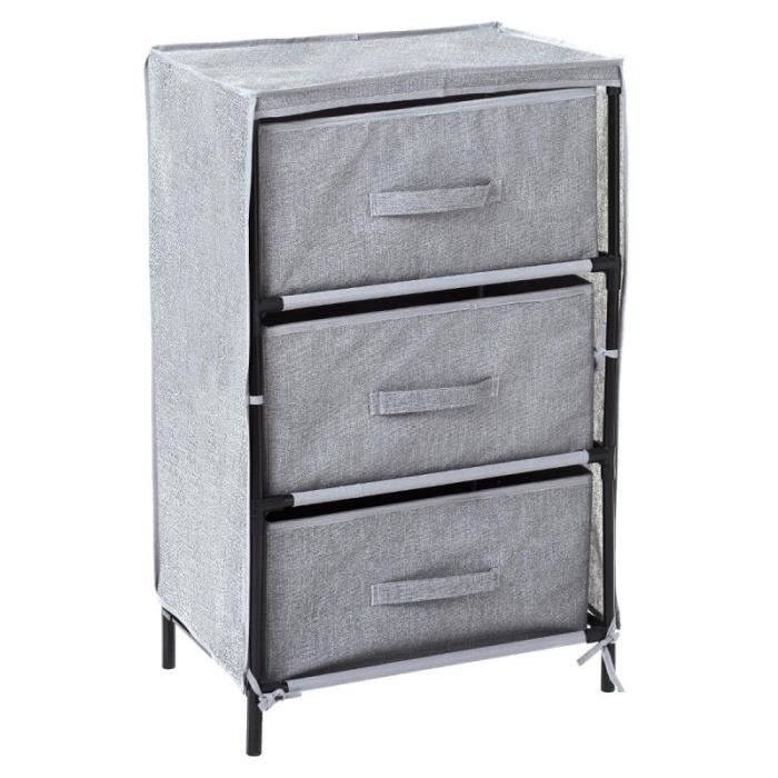 Meuble de Rangement 3 Tiroirs "Tissu" 71cm Gris Clair Cdiscount Maison