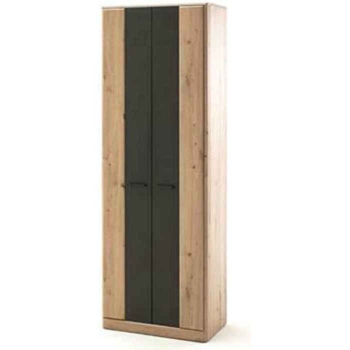 armoire de rangement en bois - pegane - l.69 x h.198 x p.39 cm - marron - contemporain