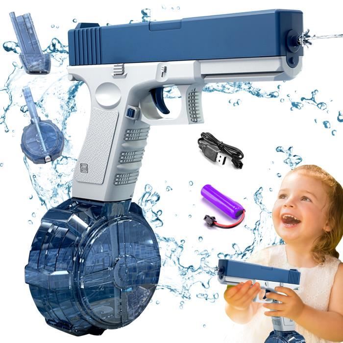 JONRRYIN Pistolet à Eau Électrique Rechargeable – Jet Puissant Jusqu’à 10 M, Réservoir 600 Ml, Double Remplissage Auto/Manuel, Embout Lumineux Amovible – Super Pour Piscine, Plage, Jardin (Brun)