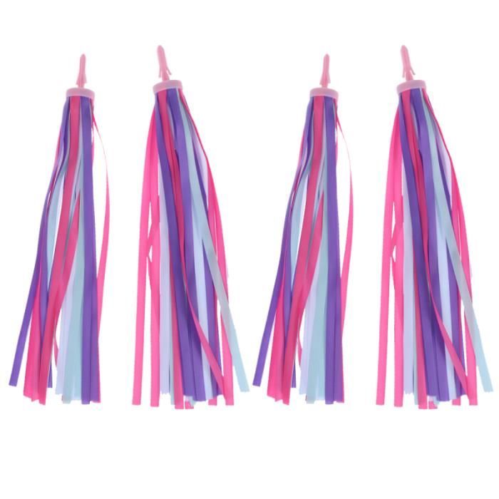 Banderoles Colorées Pour Guidon Vélo Enfants - Rubans à Pompons Nylon - 2 Pièces - Longueur 27,5 Cm