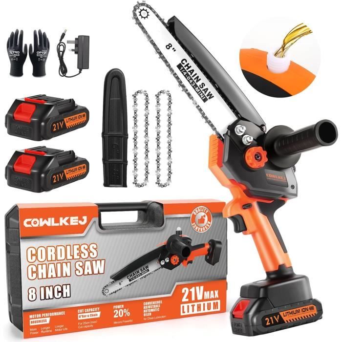 Mini Tronçonneuse Sans Fil 20,3 Cm Compatible Batterie Dewalt 18V 20V - Oléateur Automatique, Puissante Et Portable Pour Coupe Bois