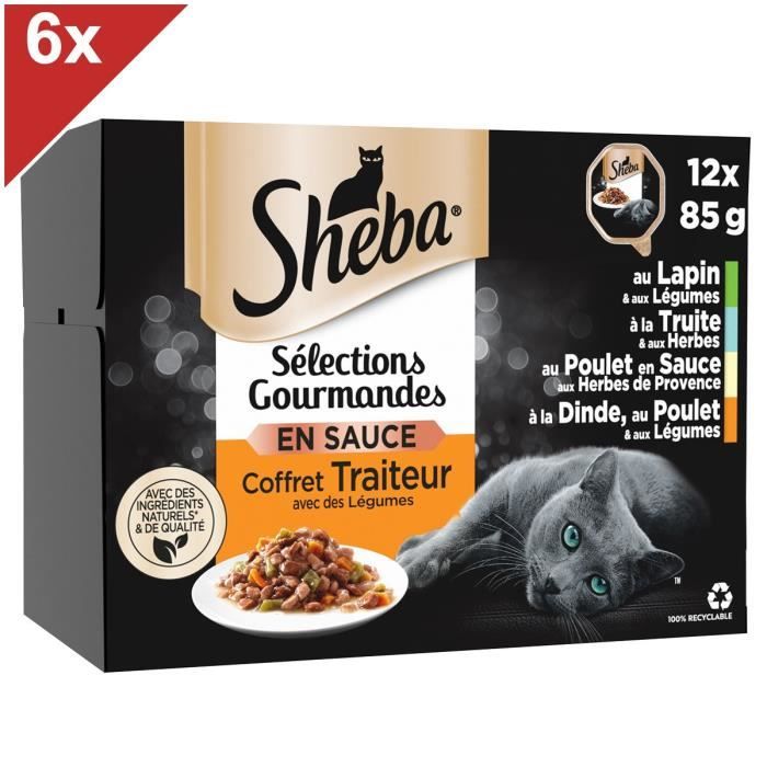 SHEBA Barquettes en sauce 4 variétés pour chat 85g (12x6)