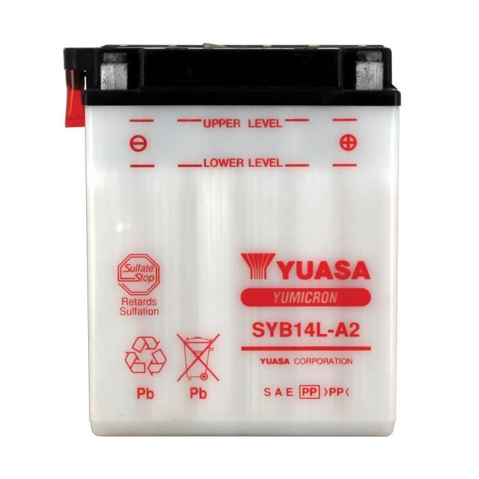 YUASA - Batterie Moto 12V Avec Entretien Sans Pack Acide Syb14L-A2