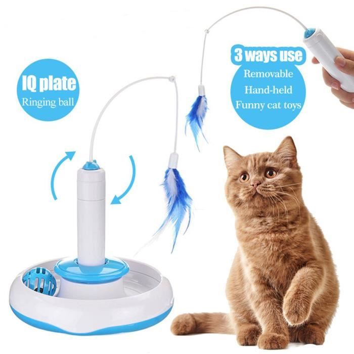 Meilleurs prix pour 3en1 Rotatif Jouet à Ressort Electrique avec Plume Interactif Amusant Jeu pour Chat Interactif Rotation Animaux Jeux Activité