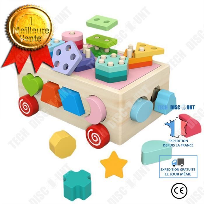TD Jouets ducatifs pour enfants intelligence glisser blocs de construction voiture forme g om trique bo te d intelligence