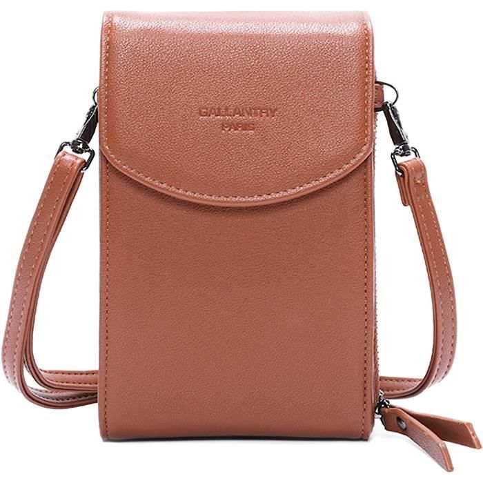 Sac Pochette Bandoulière Pour Téléphone Portable Femmes Mini Sac Smartphone Zippé 6.5 Pouces