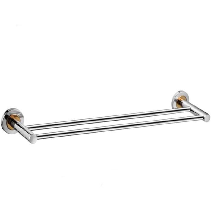 Double Barre Porte-Serviettes Tiberham - Alliage Argenté 39x13.5x7 Cm - Support Pour Salle De Bain Ou Cuisine - 2