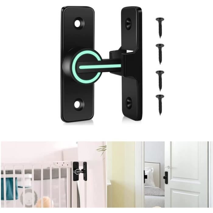 Verrou Bidirectionnel Powerfields Pour Portes De Bétail - Noir, Métal Peint, Verrouillable Par Cadenas - Modèle P-GL2W