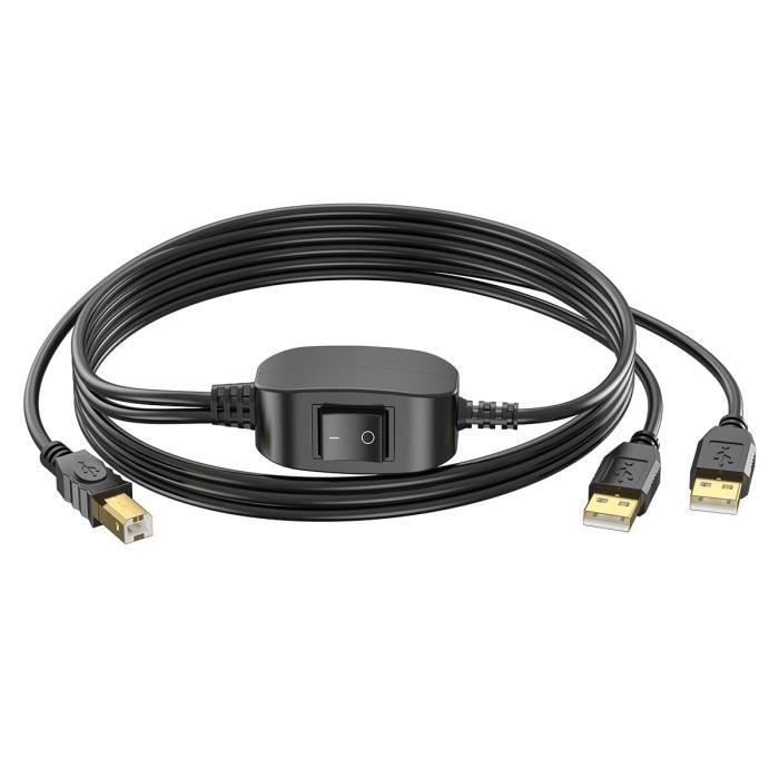 Connectique informatique Temium Câble imprimante USB 2.0 A vers USB B - 5M  - DARTY Réunion