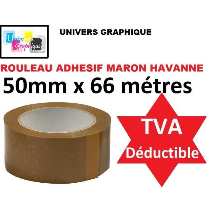 Lot De 6 Rouleaux Ruban Adhésif D'Emballage Marron - 50mm X 66m, 28 Microns - Silencieux, Résistant Au Froid, Colis Lourds Jusqu'à 30kg