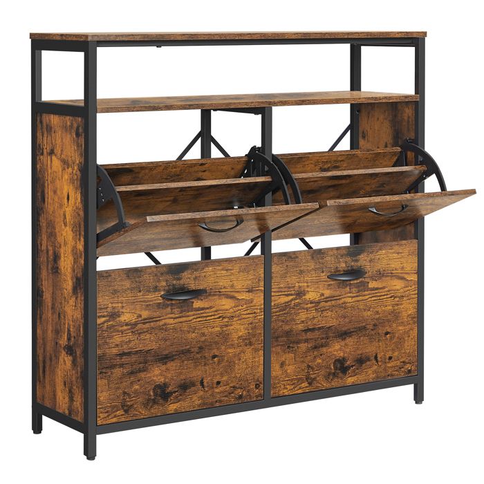 Meuble à Chaussures - VASAGLE - Rangement 12-20 Paires - Séparateurs Réglables - 983 x 30 x 95 cm