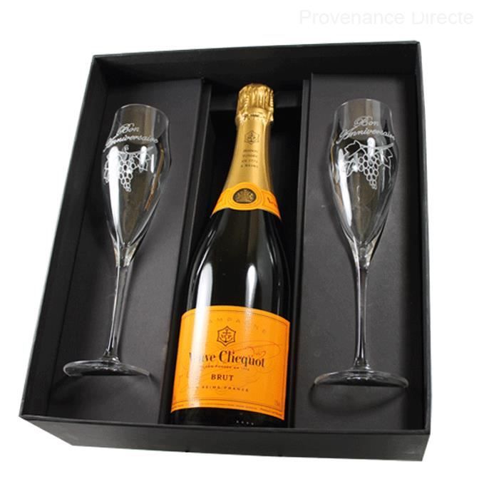 Coffret Anniversaire Champagne Veuve Clicquot 2 Flutes Decor Grappe De Raisin Achat Vente Coffret Cadeau Alcool Coffret Anniversaire Homme Cdiscount
