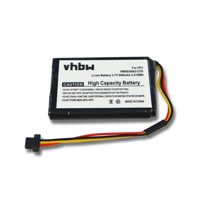 vhbw Batterie compatible avec TomTom Start 50, Go Live 825 Europe GPS, appareil de navigation (950mAh, 3,7V, Li-ion)