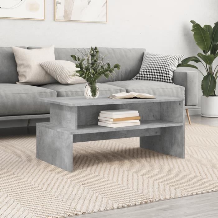 vidaXL Table basse gris béton 90x55x425 cm bois dingénierie 834281