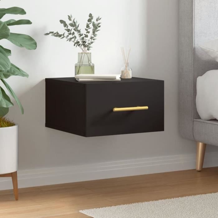 vidaXL Table de chevet murale noir 35x35x20 cm 829790
