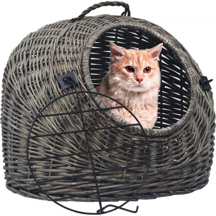 vidaXL Cage de transport pour chats Gris 50x42x40 cm Saule naturel