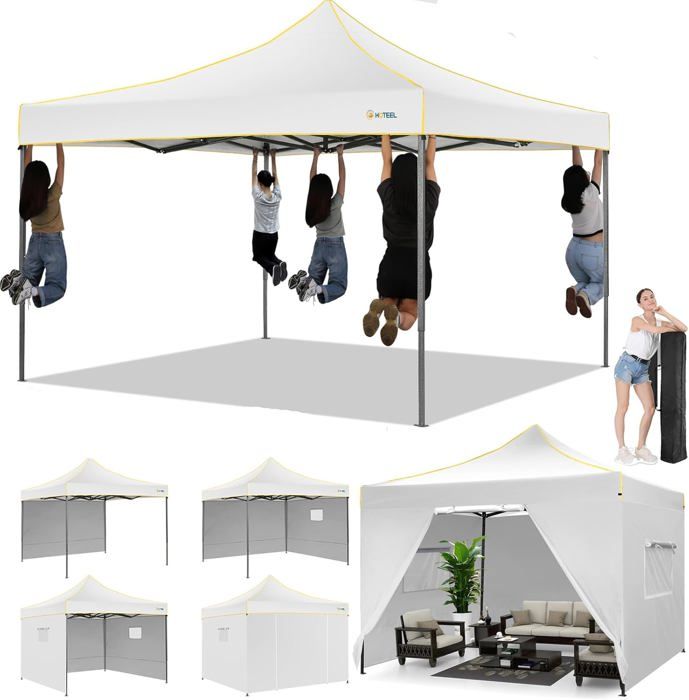 BONTEC Tonnelle Pliante 3x3m Imperméable - Barnum Extérieur UV50+ Avec Sac De Transport
