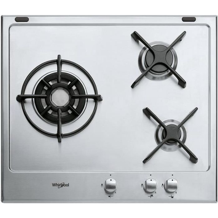 whirlpool gm6342ix table de cuisson gaz 3 foyers 6350w l60cm inox cdiscount electromenager