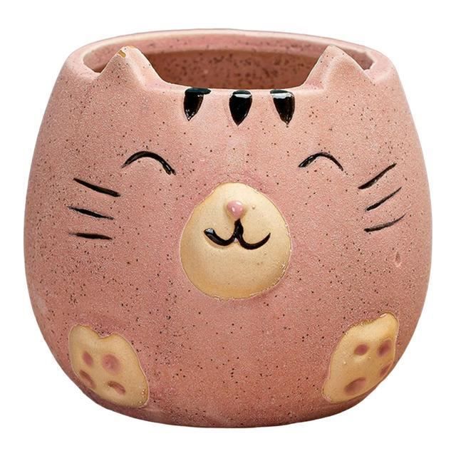 POT DE FLEUR,Pink--Jardinières succulentes en forme de chat, Cactus